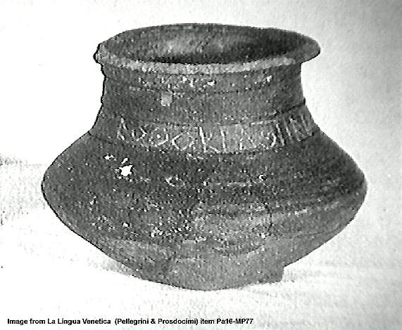 image of Venetic vase Pa16-MP77 in LLV of  La Lingua Venetica by Pellegrini & Prosdocimi